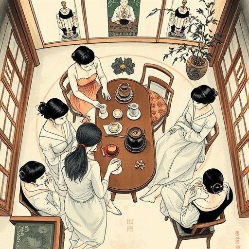 茶友们围坐品茶的温馨画面