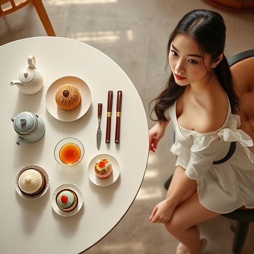 展示茶饮与精致点心的搭配