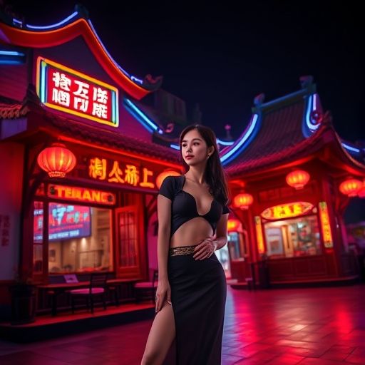 龙华茶馆夜晚外观