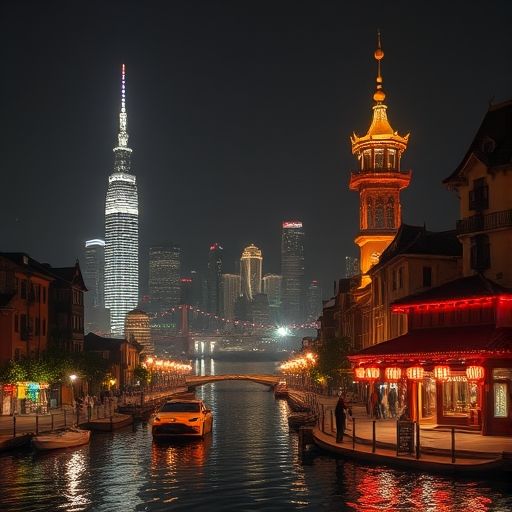 城市夜色下的居民小区，暗示信息隐藏之地