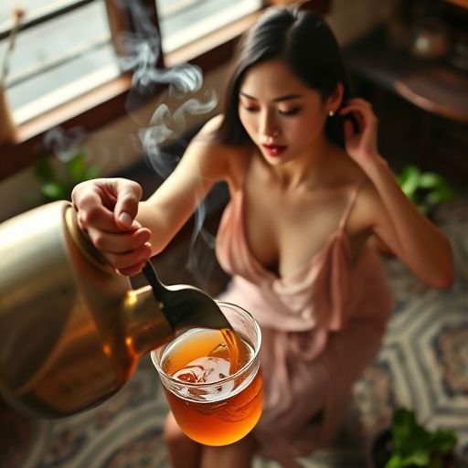 摩洛哥薄荷茶的拉茶瞬间