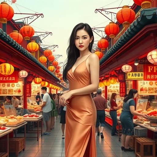 美食街的热闹场景