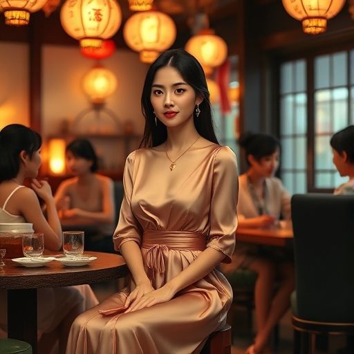 茶肆内茶客们围坐品茶的热闹场景