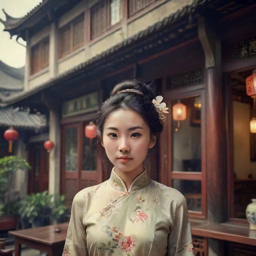 广州街头茶肆的复古外观