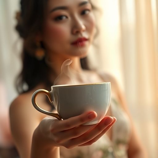 热气腾腾的茶杯