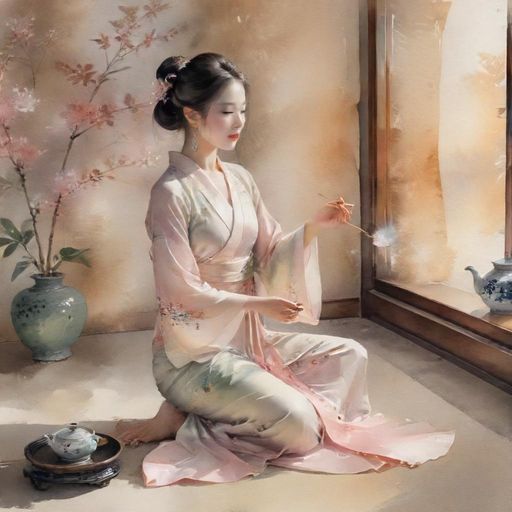 茶艺师在活动中表演的优雅画面