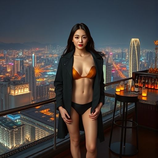 酒吧露台的夜景与社交场景