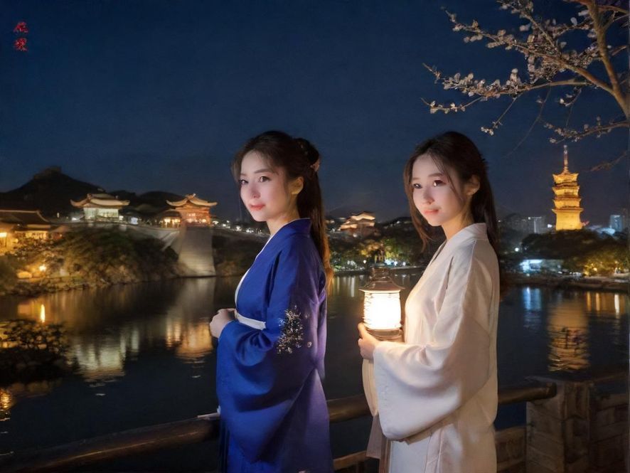 广州岗顶夜景，展现出赛博朋克风格的城市街道