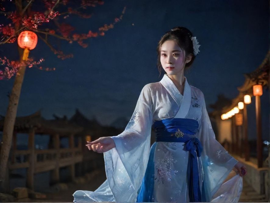 上海夜场霓虹灯光下的赛博朋克城市天际线