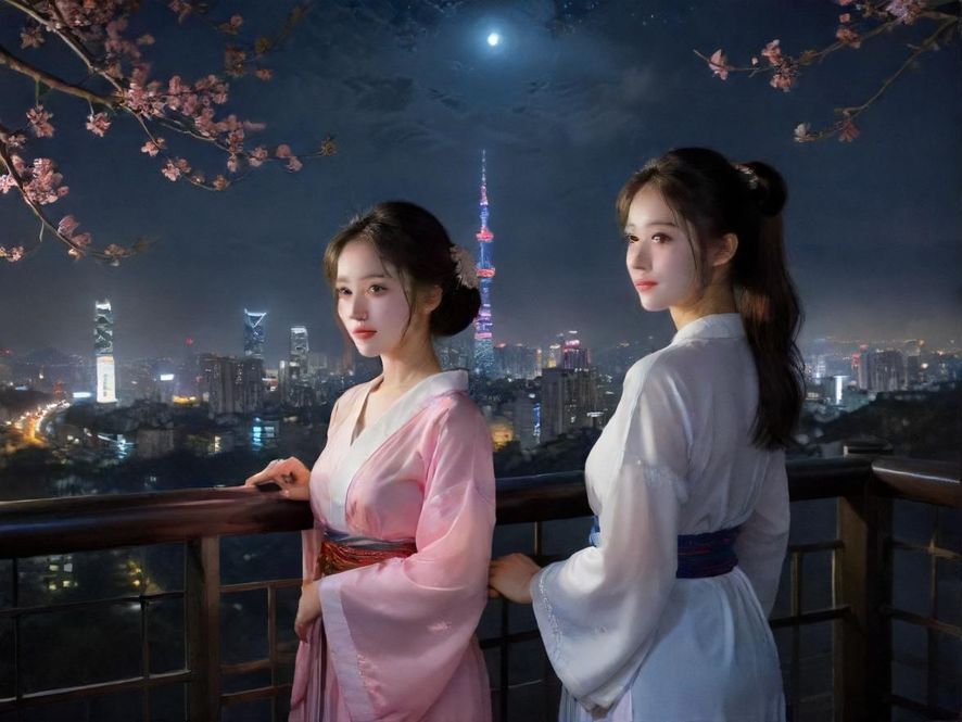 广州夜场会所的霓虹灯光场景