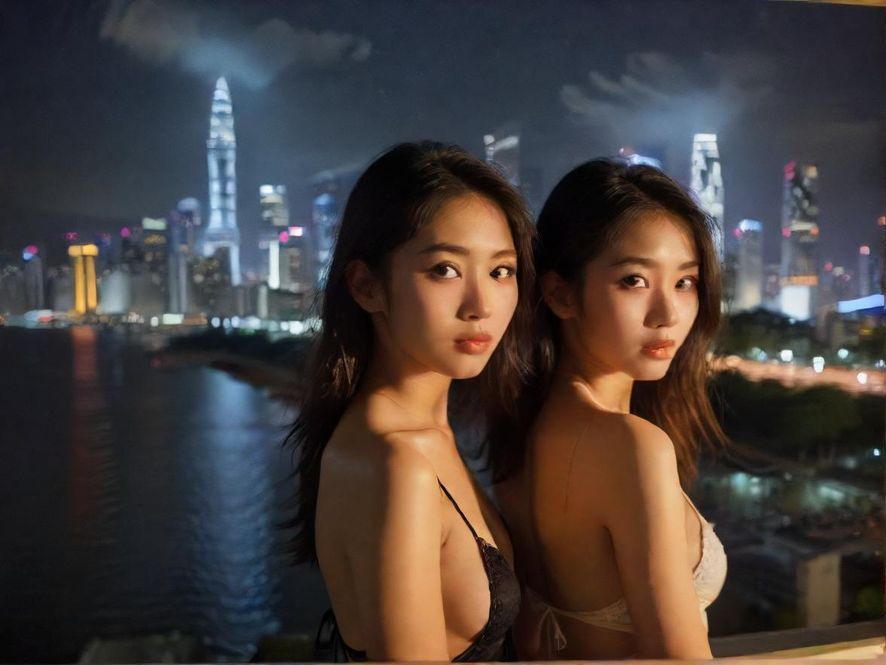 都市夜色下，年轻人享受休闲时光