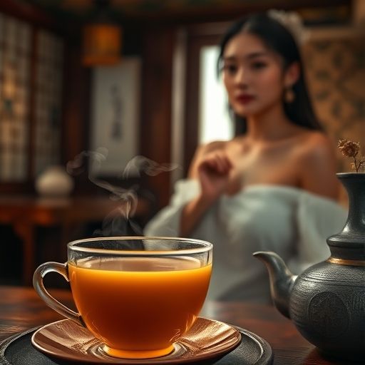 一杯热气腾腾的茶