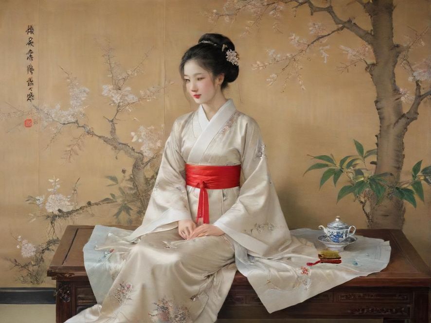 广州一家高端私人茶室的内部，装修典雅，灯光柔和，营造出温馨而私密的氛围。