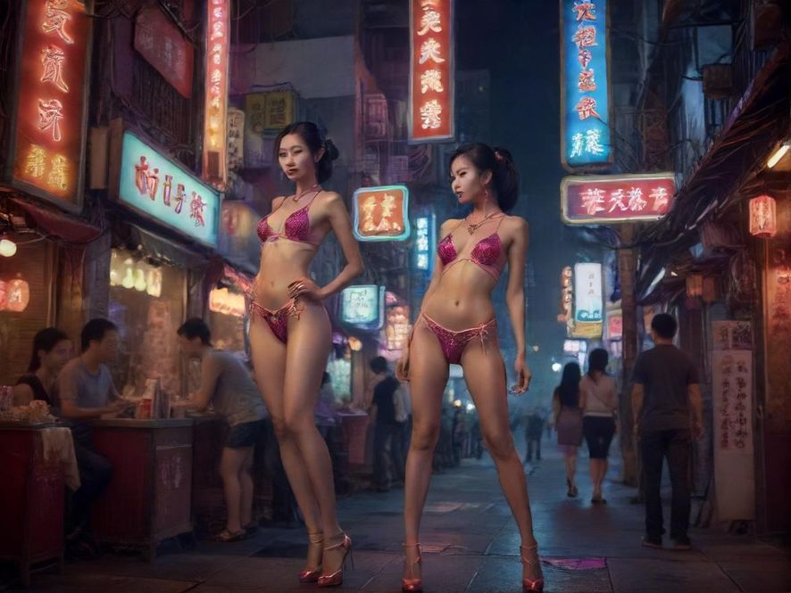 城市夜场娱乐区夜景展示