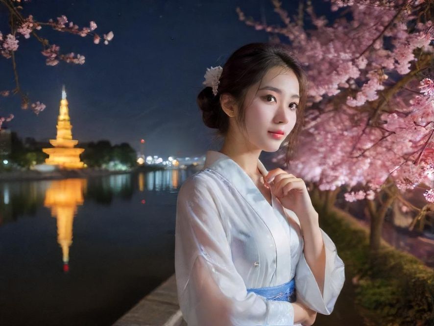广州夜景下的休闲场所