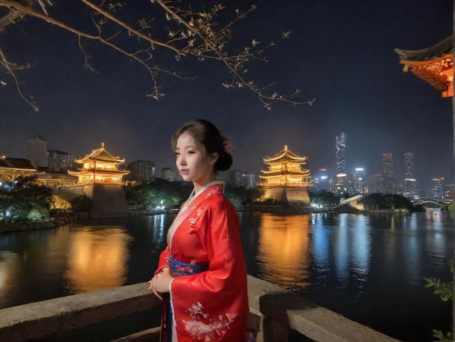 都市夜景下的休闲娱乐场所