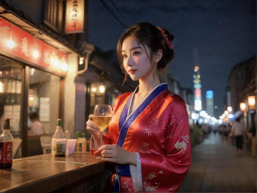 酒店顶楼酒吧露台的夜景