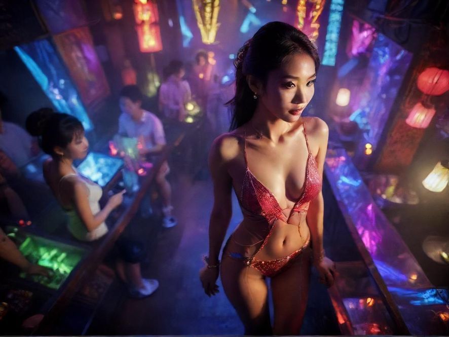 广州夜场会所炫彩灯光实景