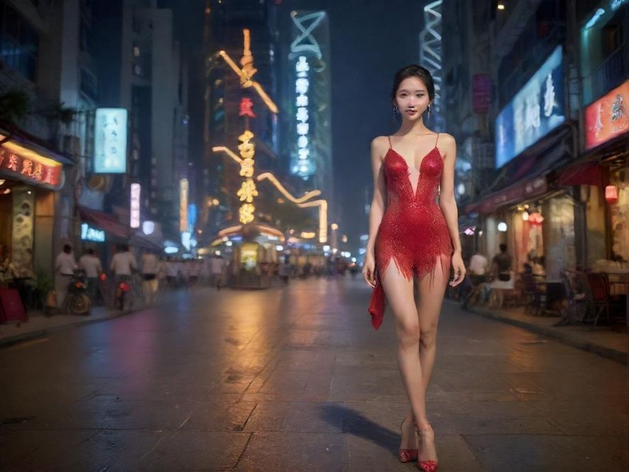 广州夜景下的娱乐休闲区域