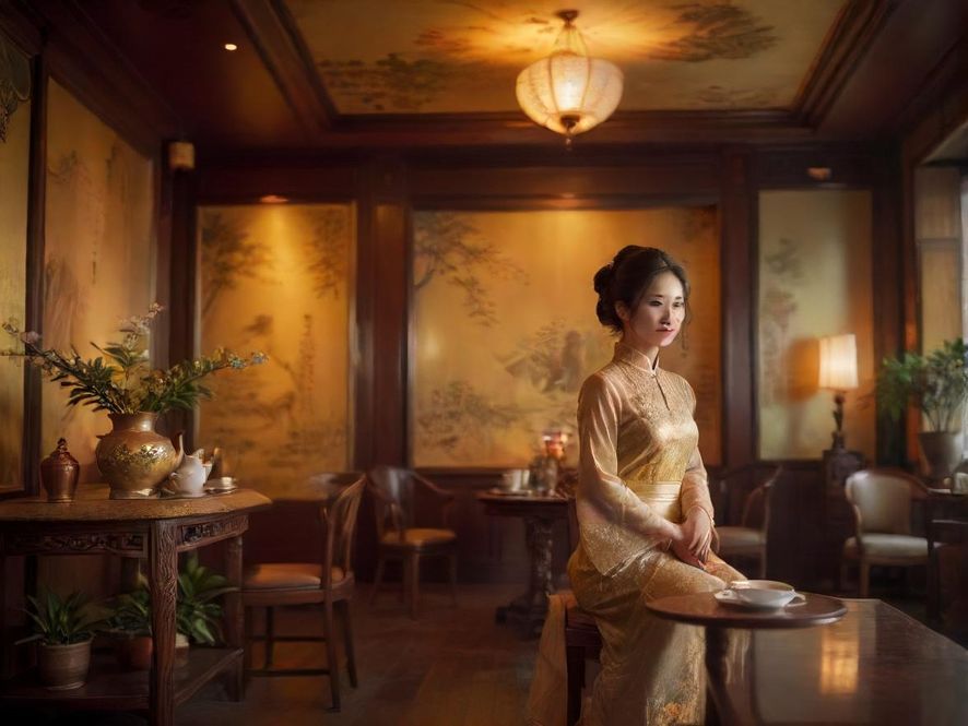 深圳茶艺会所内部茶室场景