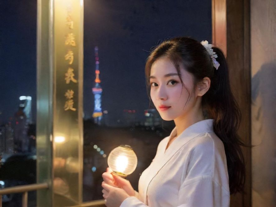 广州阡陌社区夜晚街景