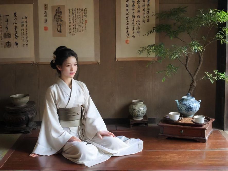 一群年轻朋友在广佛特色茶室里，轻松愉快地交谈，享受美好的午后时光