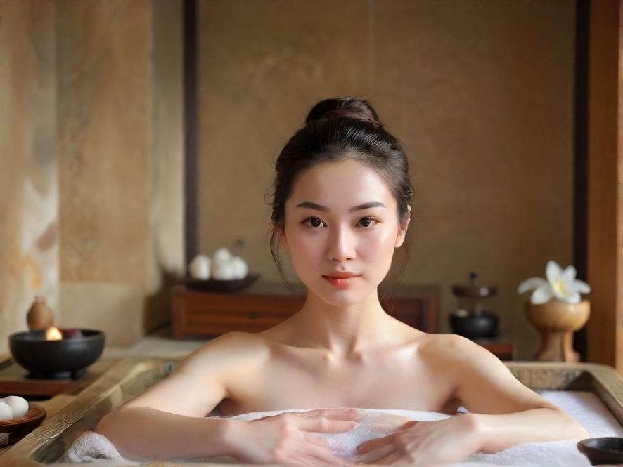 一间布置典雅、灯光柔和的高端SPA会所内部，散发着宁静与舒适的氛围，让人身心放松。