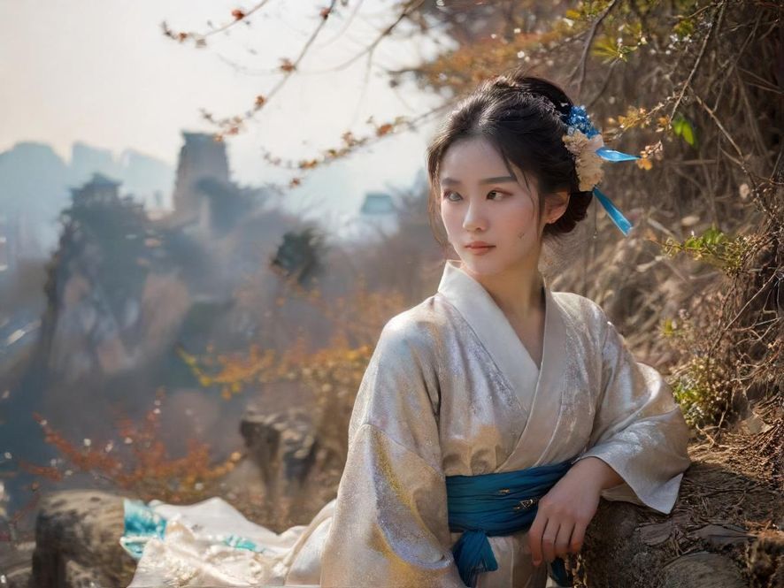 一位年轻女性在时尚咖啡馆里惊喜地翻看手机，背景是温暖的城市街景。