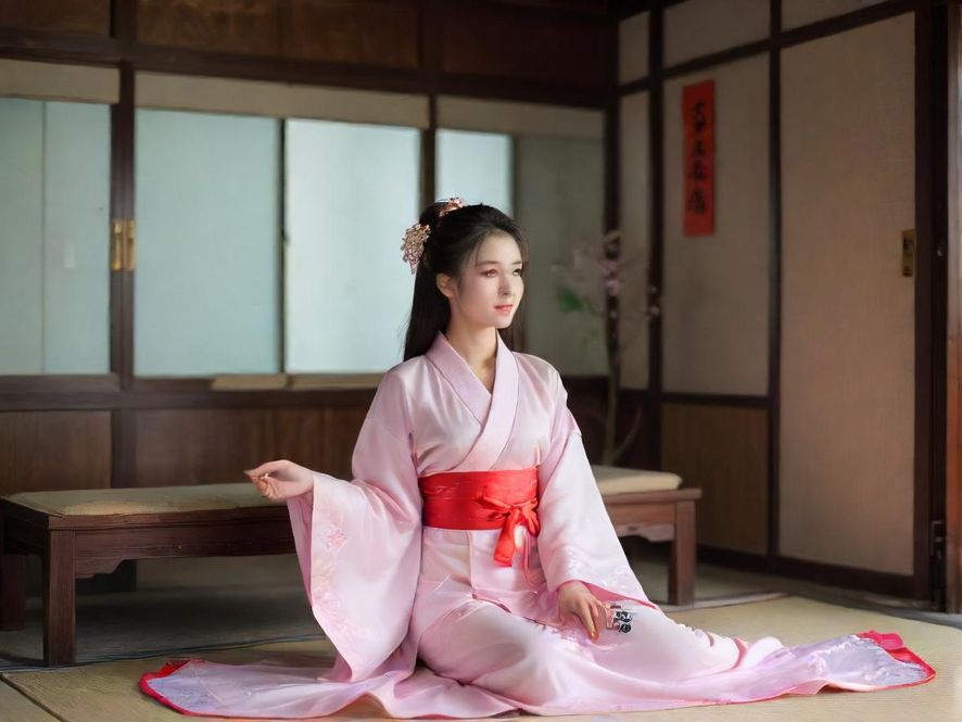 一位成熟女性以慵懒而优雅的姿态，坐在柔和光线下的私人卧室中，营造出放松的氛围。