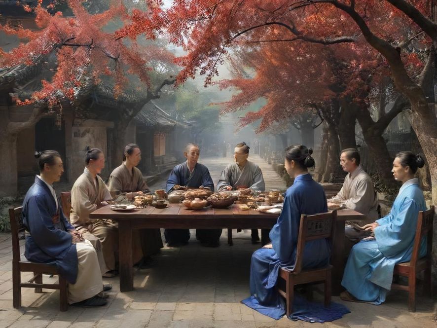 一群年轻人在现代都市公园里进行户外休闲聚会，气氛充满活力。